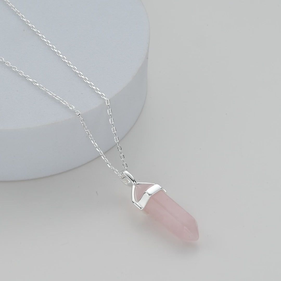 Rose Quartz Genuine Gemstone Necklace Video