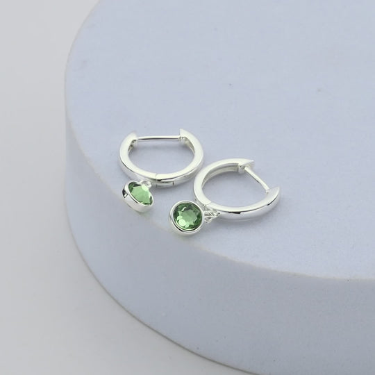 Light Green Crystal Hoop Earrings Created with Zircondia® Crystals Video