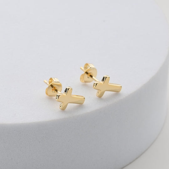 Gold Plated Cross Stud Earrings Video