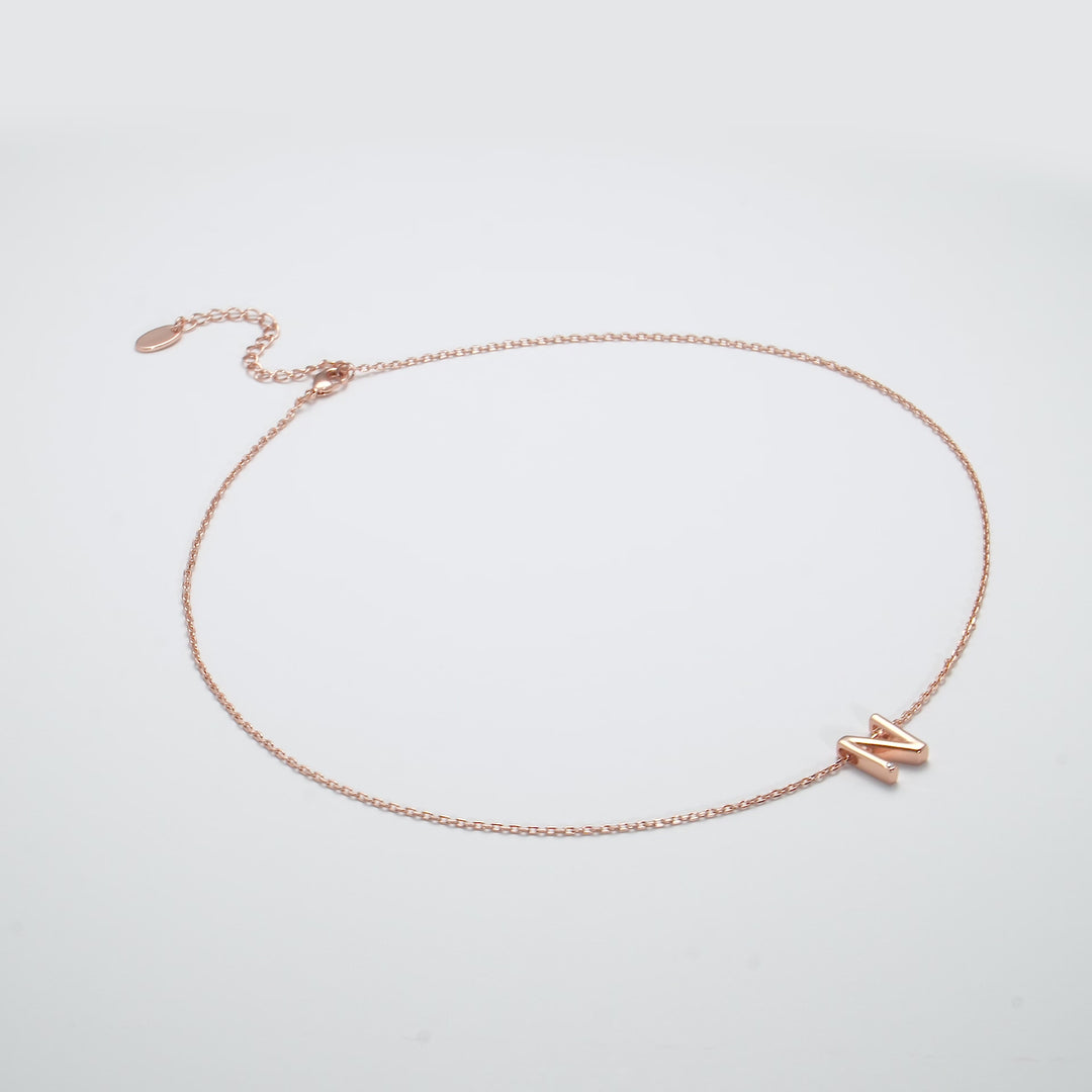 Rose Gold Plated Initial Necklace Letter N Created with Zircondia® Crystals Video