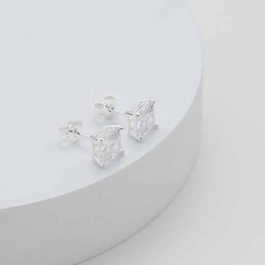Square Earrings Created with Zircondia® Crystals Video