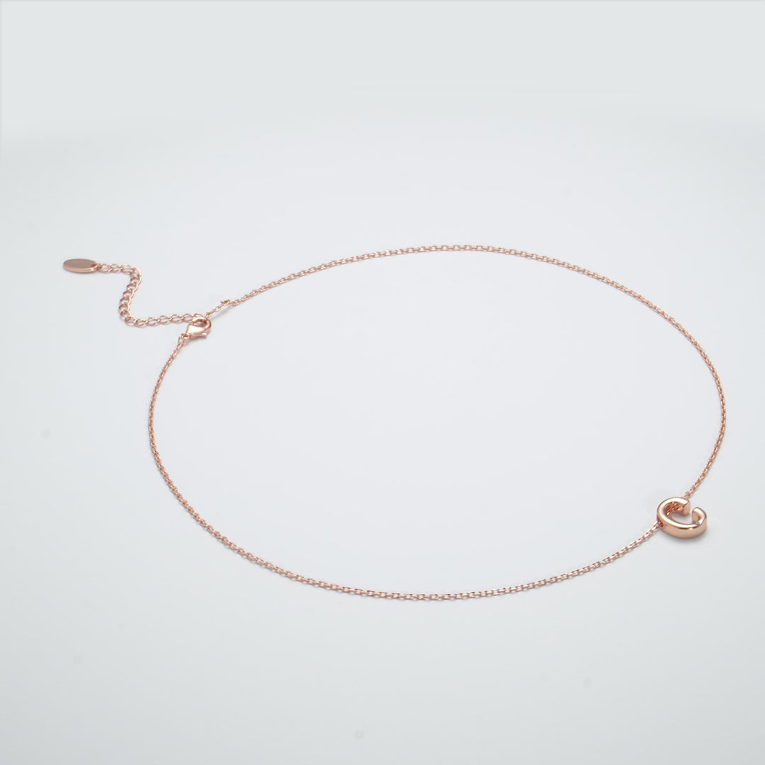 Rose Gold Plated Initial Necklace Letter C Created with Zircondia® Crystals Video