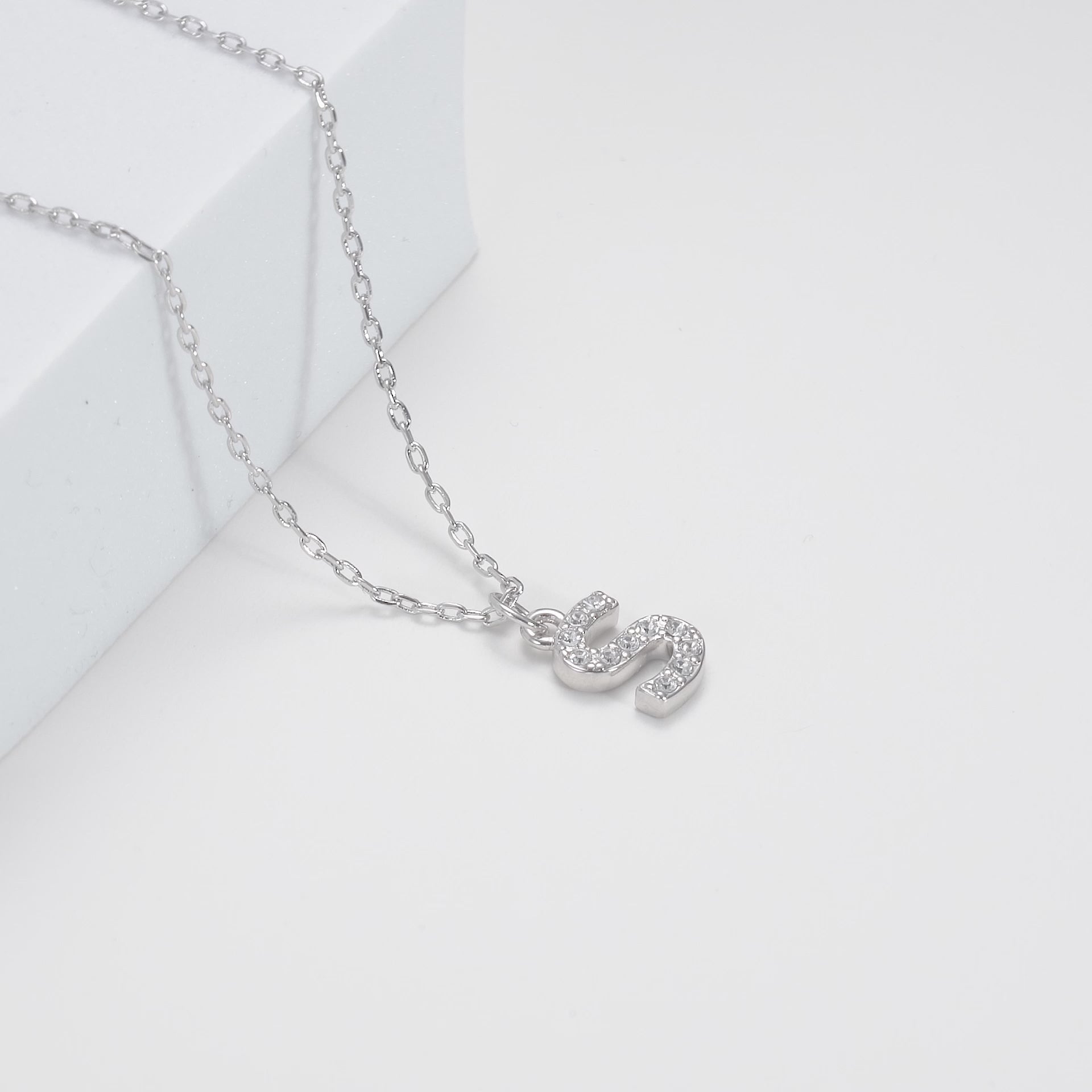 Pave Initial Necklace Letter S Created with Zircondia® Crystals Video