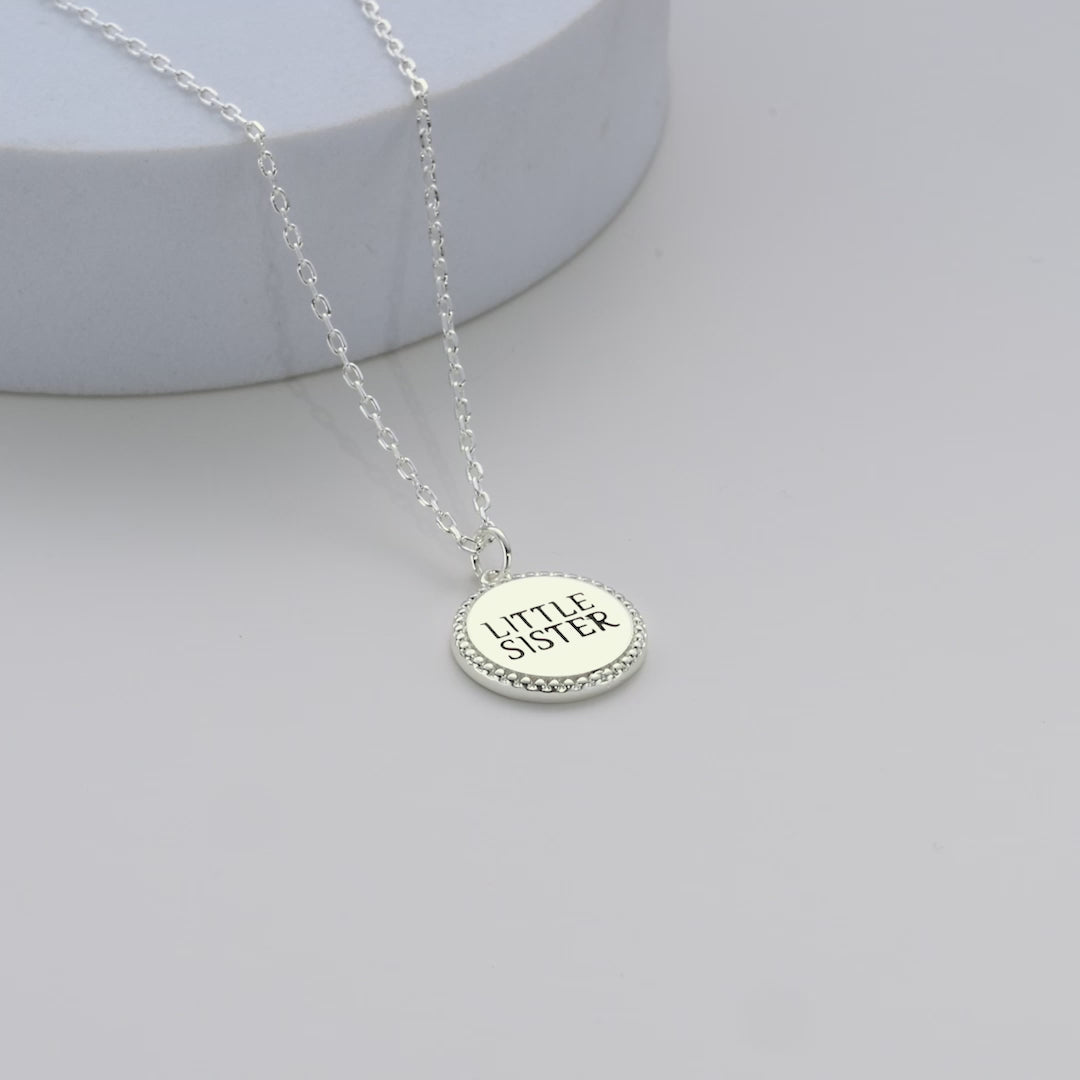 Silver Plated Filigree Disc Little Sister Necklace Video