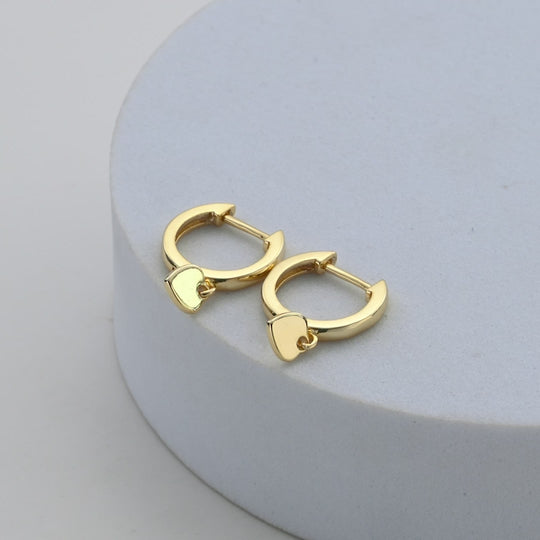 Gold Plated Heart Charm Hoop Earrings Video