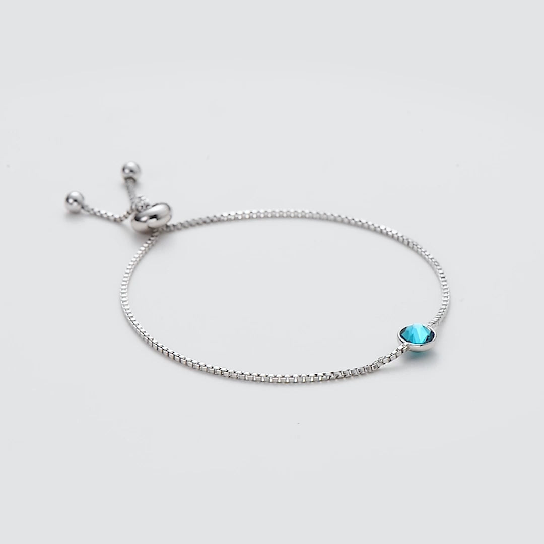December (Blue Topaz) Birthstone Bracelet Created with Zircondia® Crystals Video