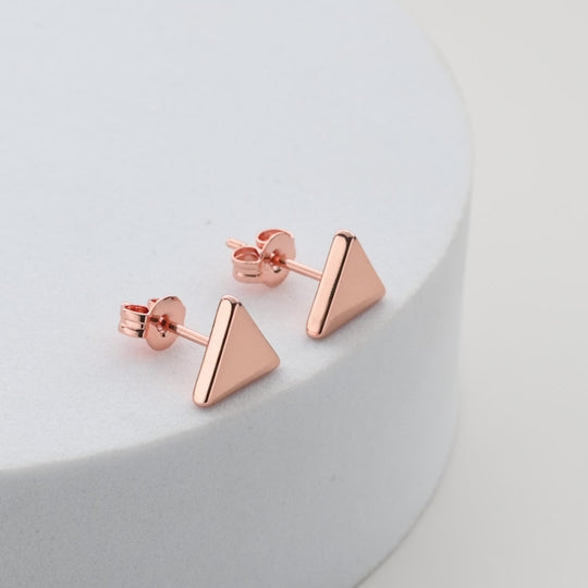 Rose Gold Plated Triangle Stud Earrings Video
