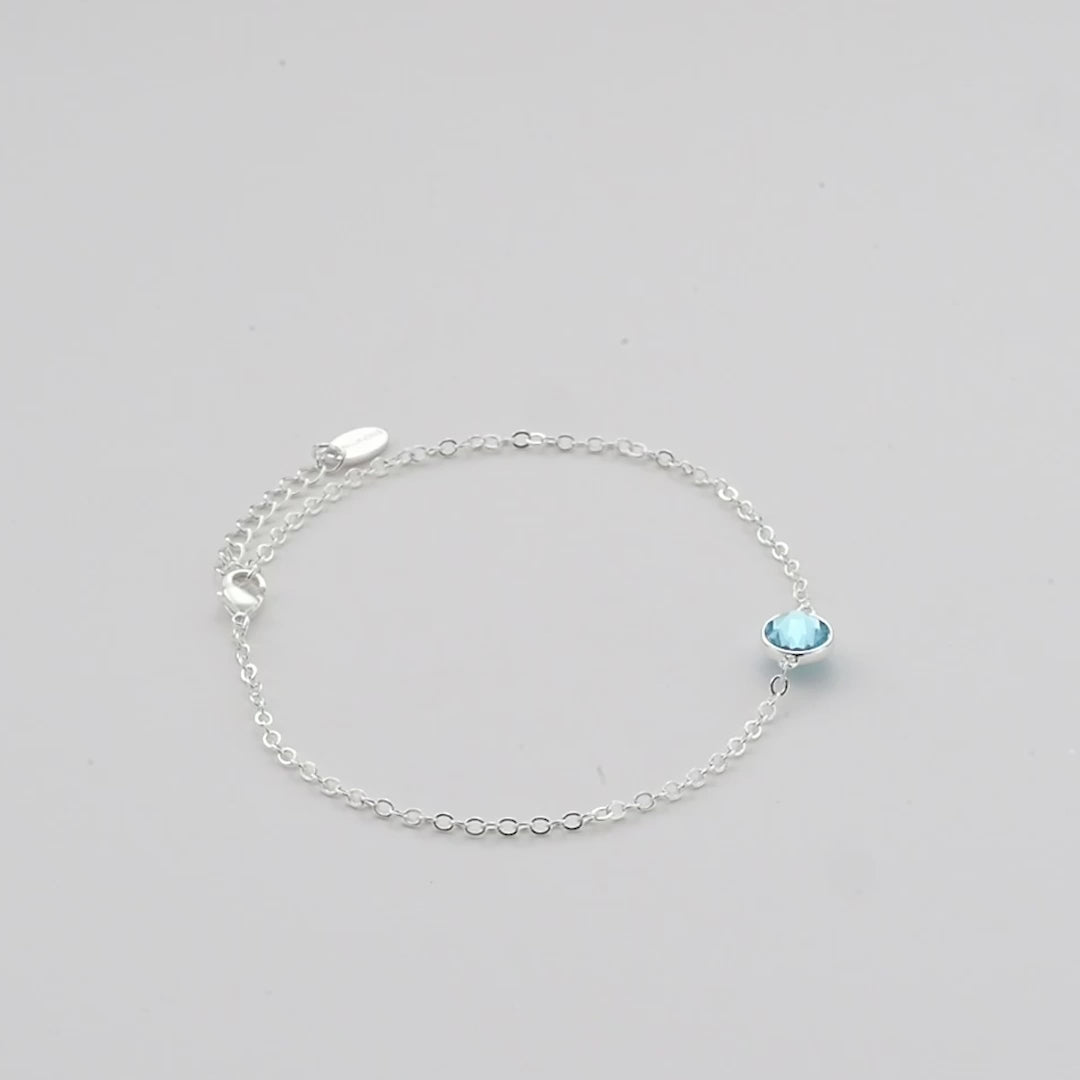 Light Blue Crystal Anklet Created with Zircondia® Crystals Video
