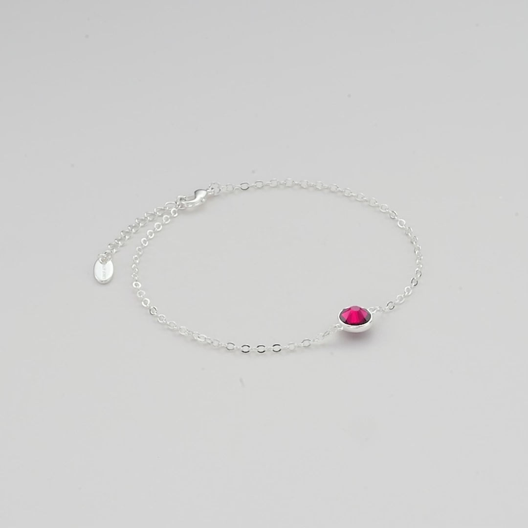 July (Ruby) Birthstone Anklet Created with Zircondia® Crystals Video