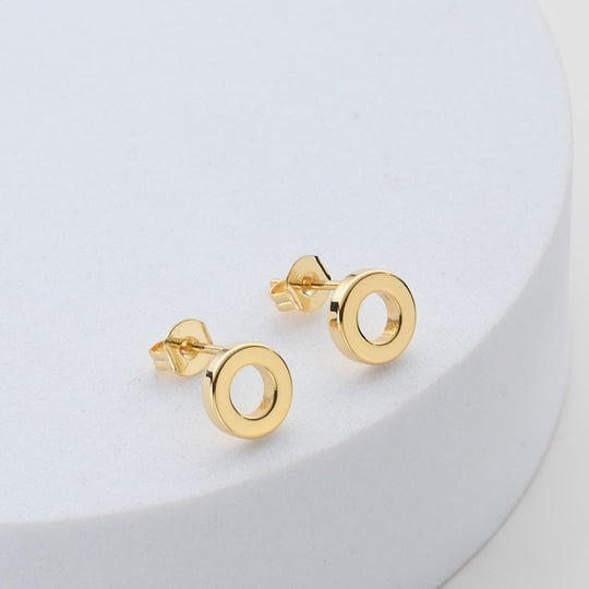 Gold Plated Circle Stud Earrings Video