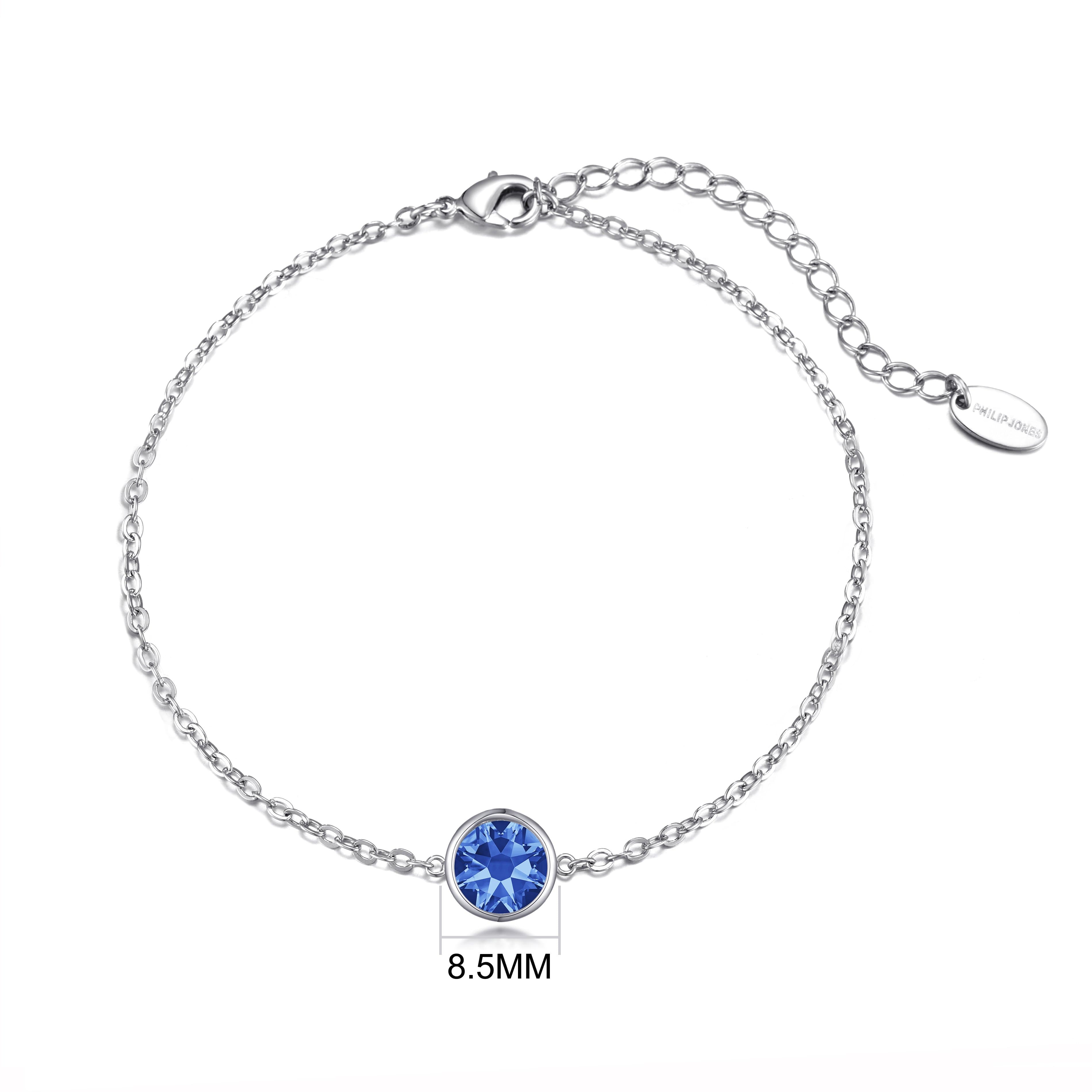 Dark Blue Crystal Anklet Created with Zircondia® Crystals