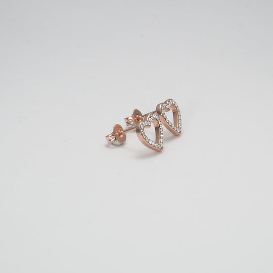 Rose Gold Plated Open Heart Earrings Created with Zircondia® Crystals Video