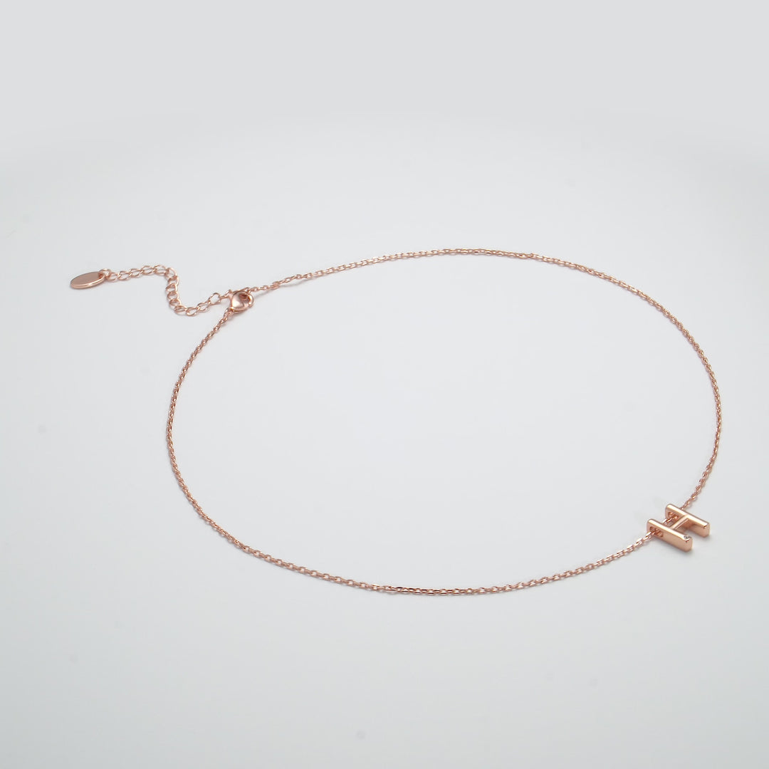 Rose Gold Plated Initial Necklace Letter H Created with Zircondia® Crystals Video
