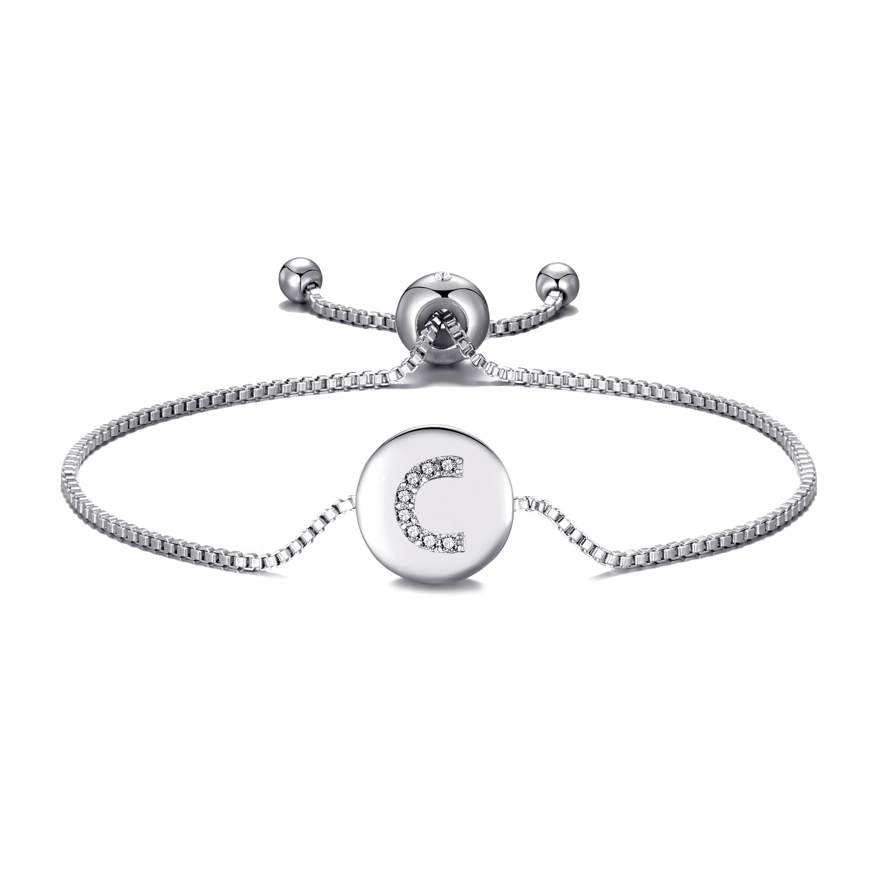 Initial Friendship Bracelet Letter C Created with Zircondia® Crystals by Philip Jones Jewellery