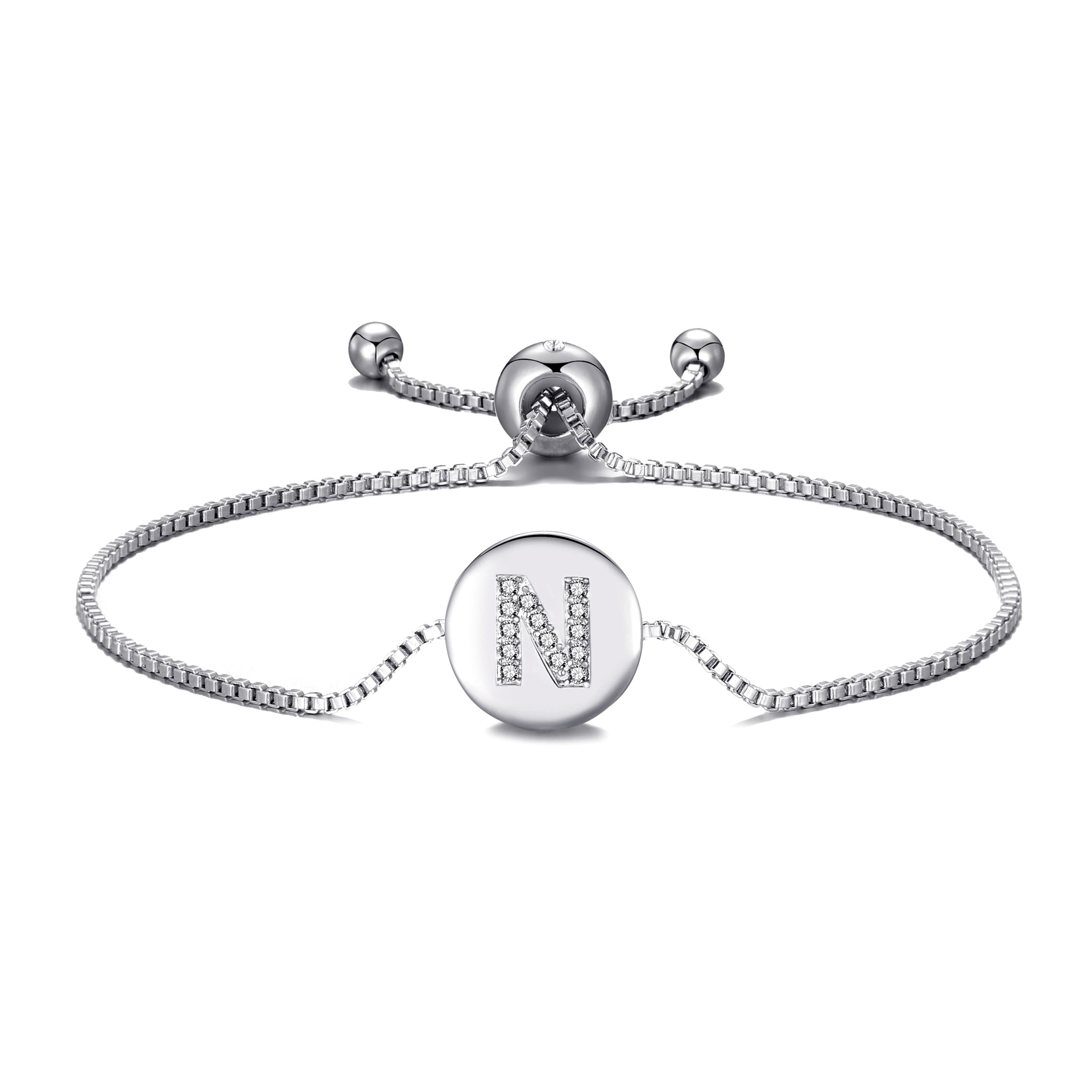 Initial Friendship Bracelet Letter N Created with Zircondia® Crystals