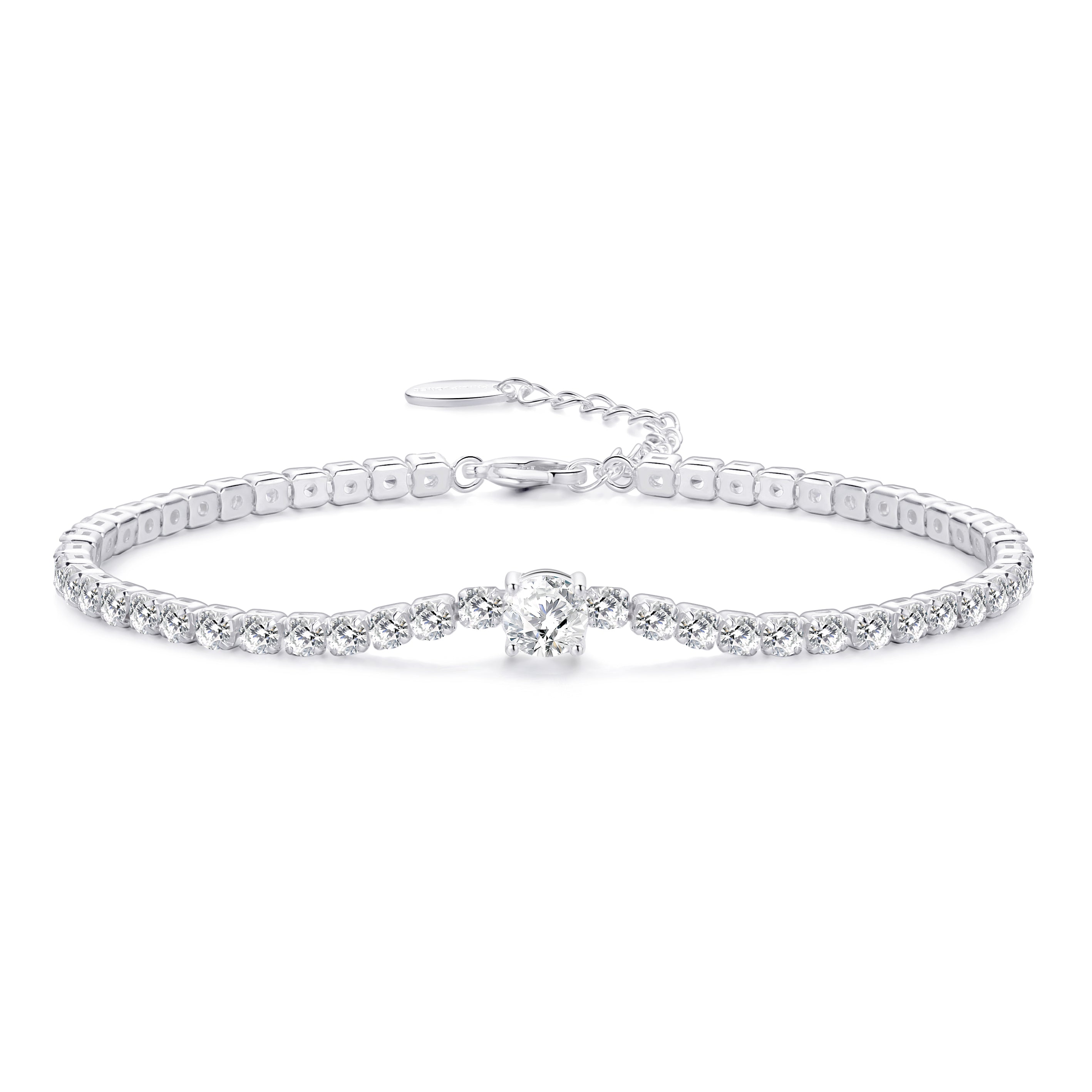 Round Solitaire Tennis Bracelet Created with Zircondia® Crystals by Philip Jones Jewellery