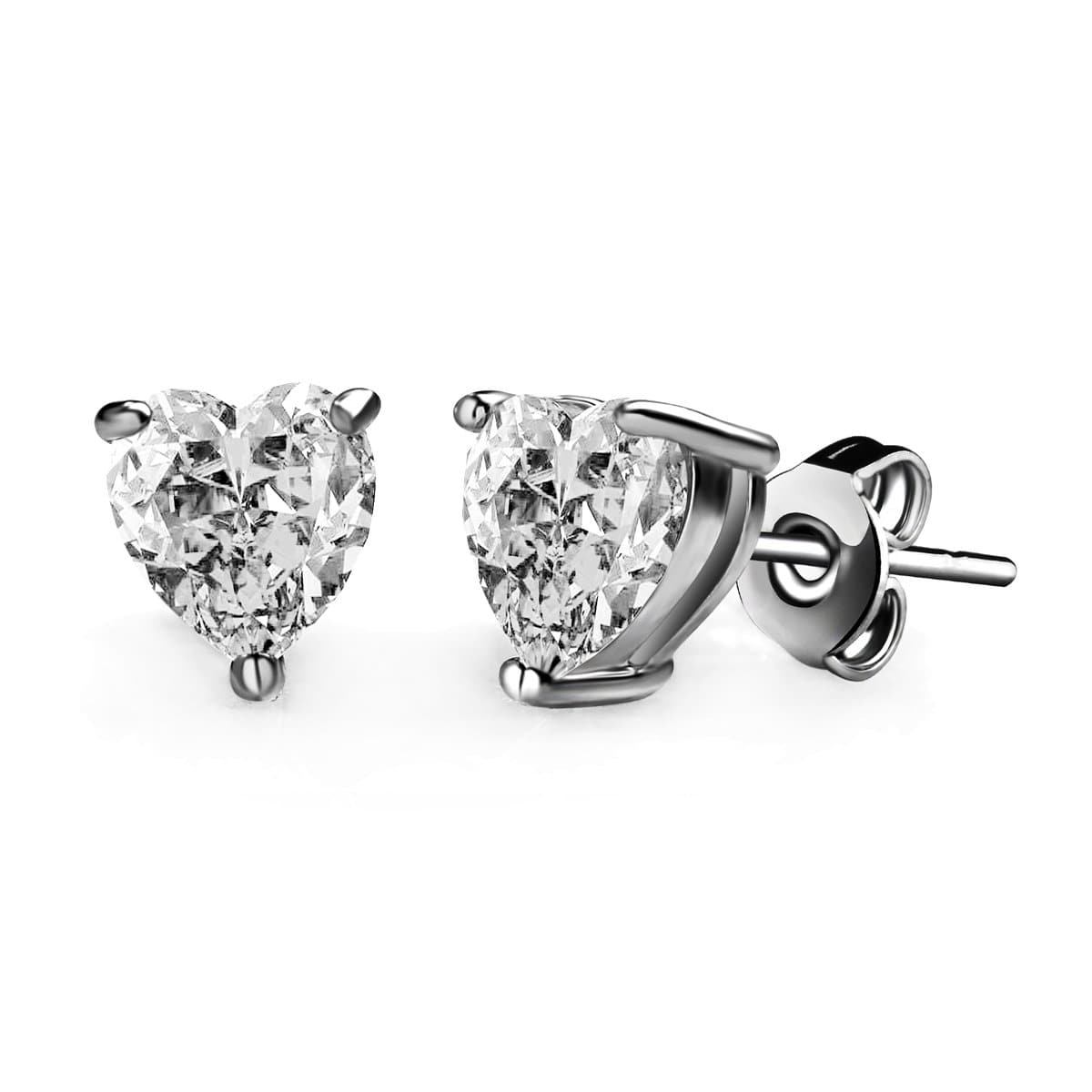 Heart Earrings Created with Zircondia® Crystals by Philip Jones Jewellery