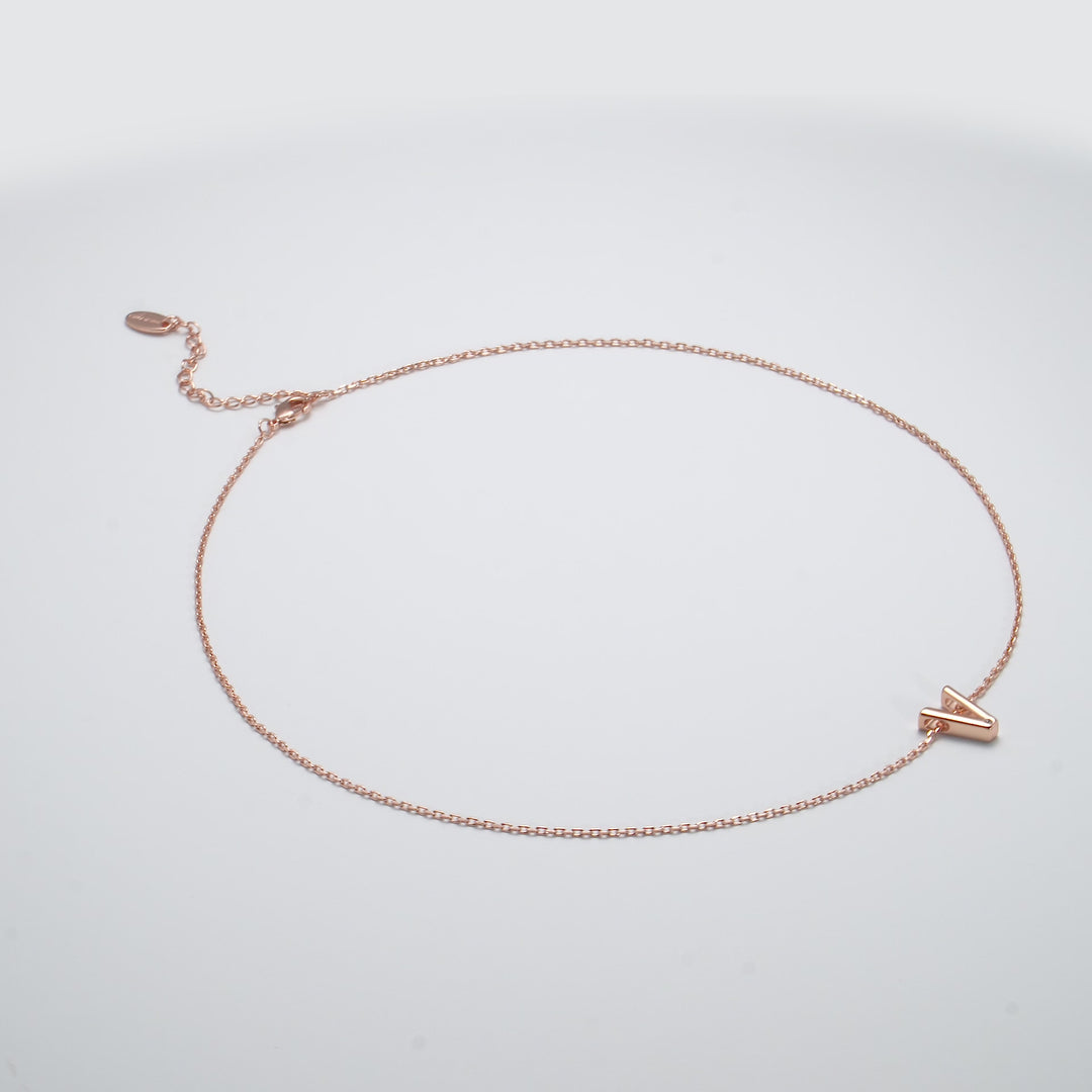 Rose Gold Plated Initial Necklace Letter V Created with Zircondia® Crystals Video