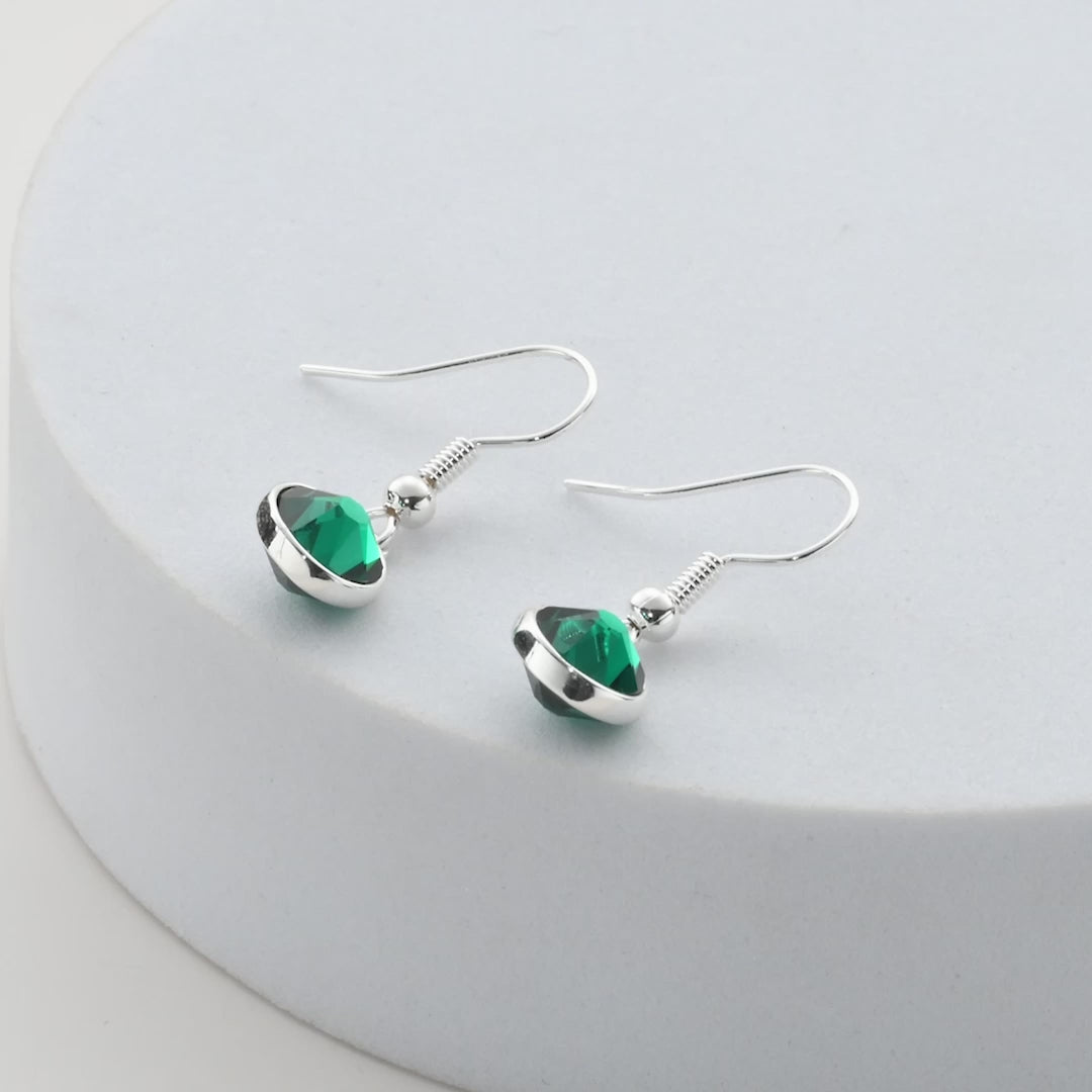 Green Crystal Drop Earrings Created with Zircondia® Crystals Video