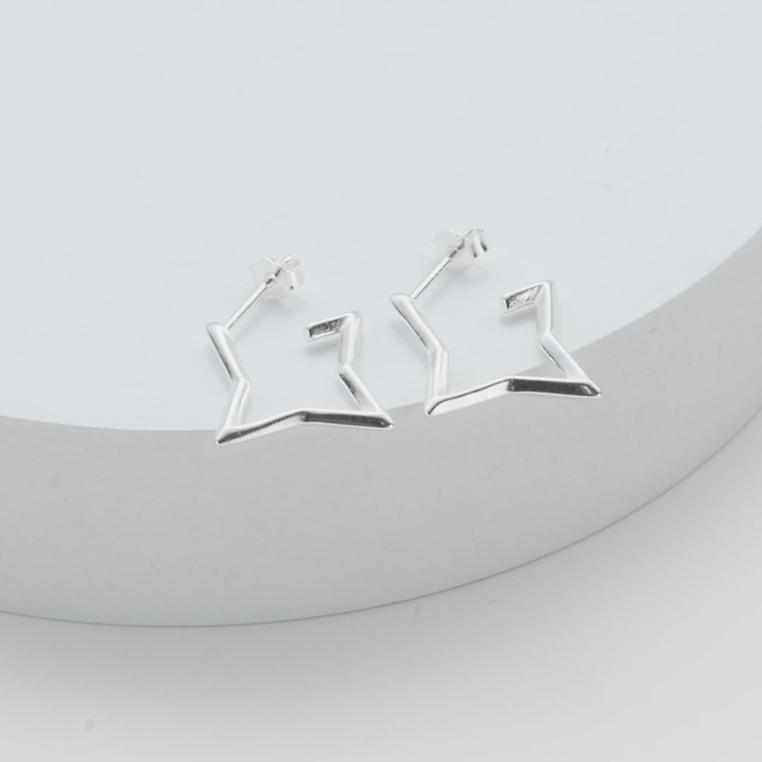 Sterling Silver Star Hoop Earrings Video