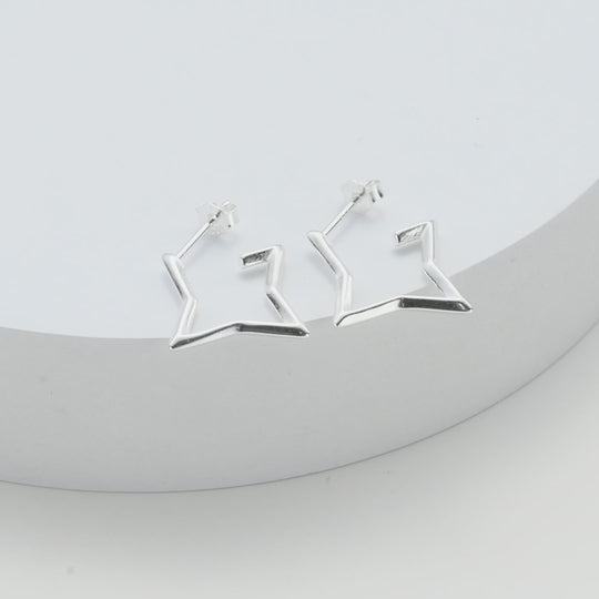 Sterling Silver Star Hoop Earrings Video