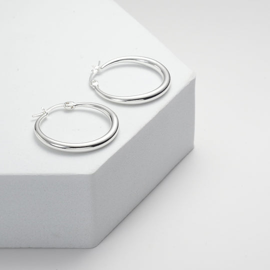 Silver Plated 25mm Hoop Earrings Video