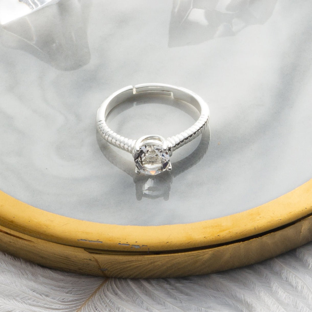 Adjustable Crystal Ring Created with Zircondia® Crystals - Philip Jones Jewellery