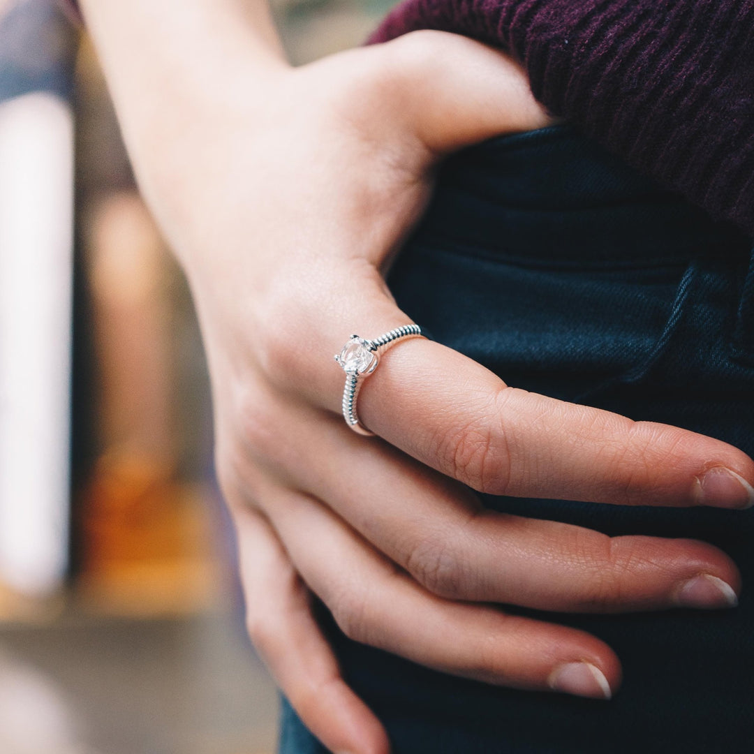 Adjustable Crystal Ring Created with Zircondia® Crystals - Philip Jones Jewellery