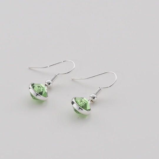 August Birthstone Drop Earrings Created with Peridot Zircondia® Crystals Video
