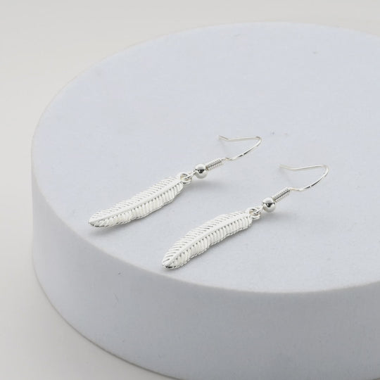 Silver Plated Feather Earrings Video