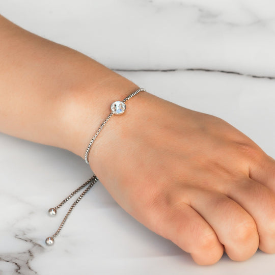April (Diamond) Birthstone Bracelet Created with Zircondia® Crystals - Philip Jones Jewellery