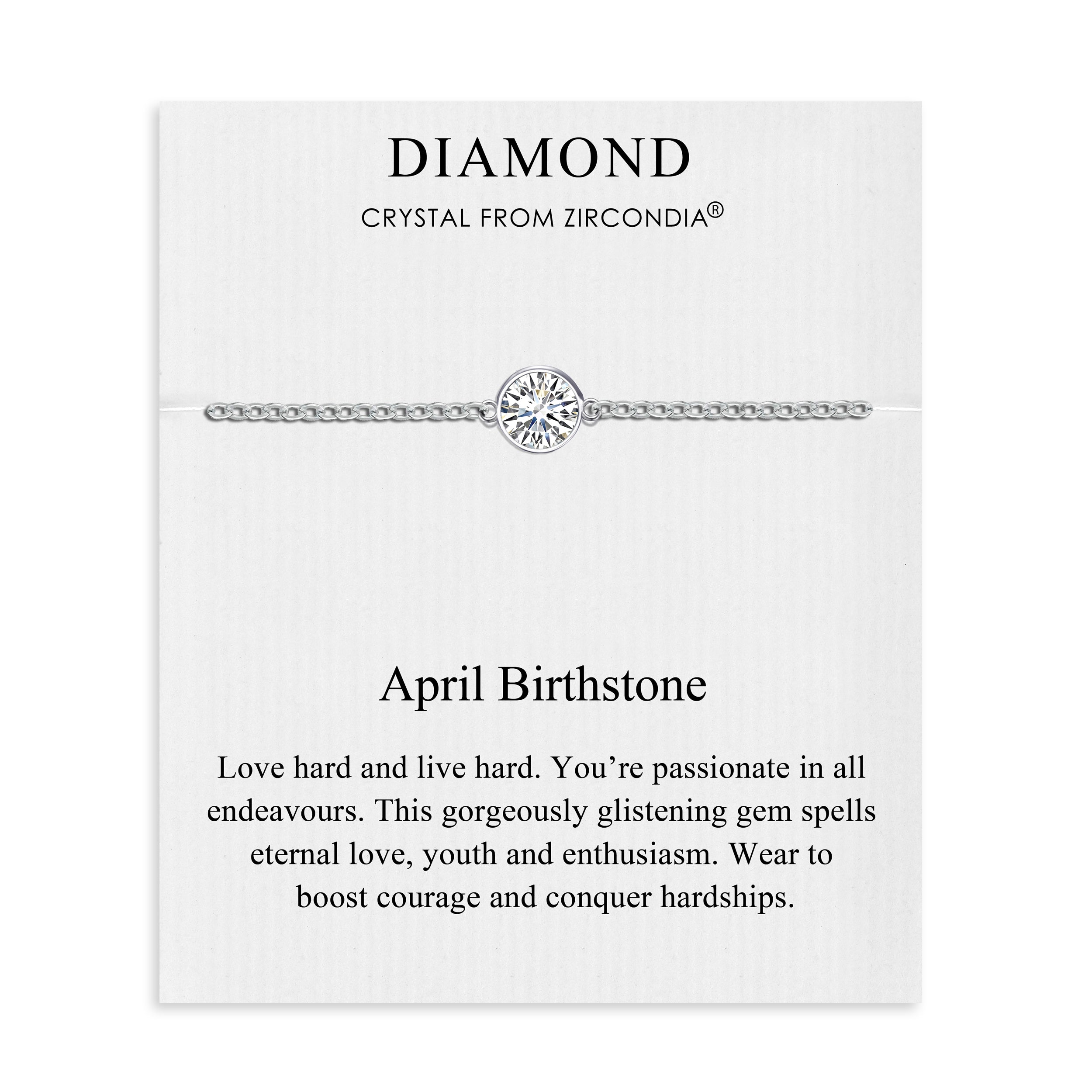 April (Diamond) Birthstone Anklet Created with Zircondia® Crystals by Philip Jones Jewellery