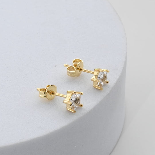 Gold Plated Star Earrings Created with Zircondia® Crystals Video