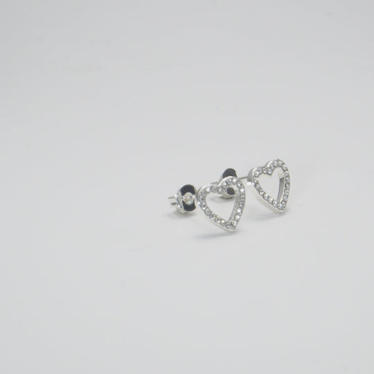 Silver Plated Open Heart Earrings Created with Zircondia® Crystals Video