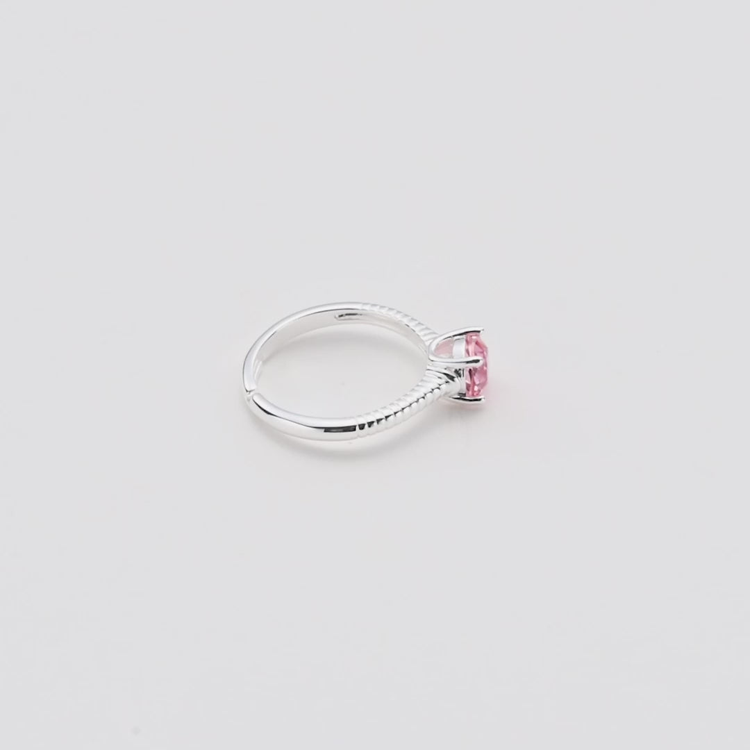 Pink Adjustable Crystal Ring Created with Zircondia® Crystals Video