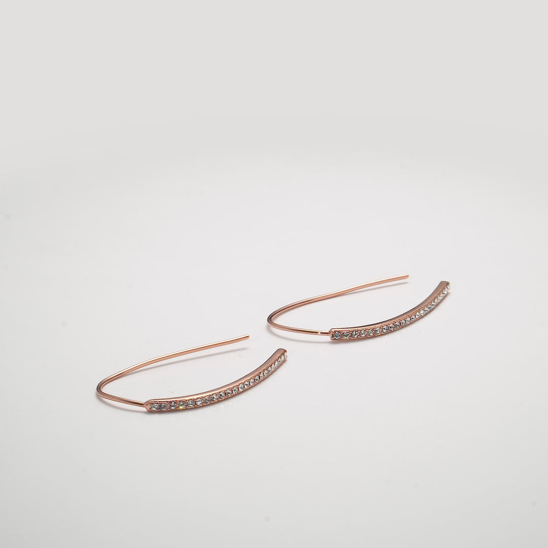 Rose Gold Plated Thread Earrings Created with Zircondia® Crystals Video