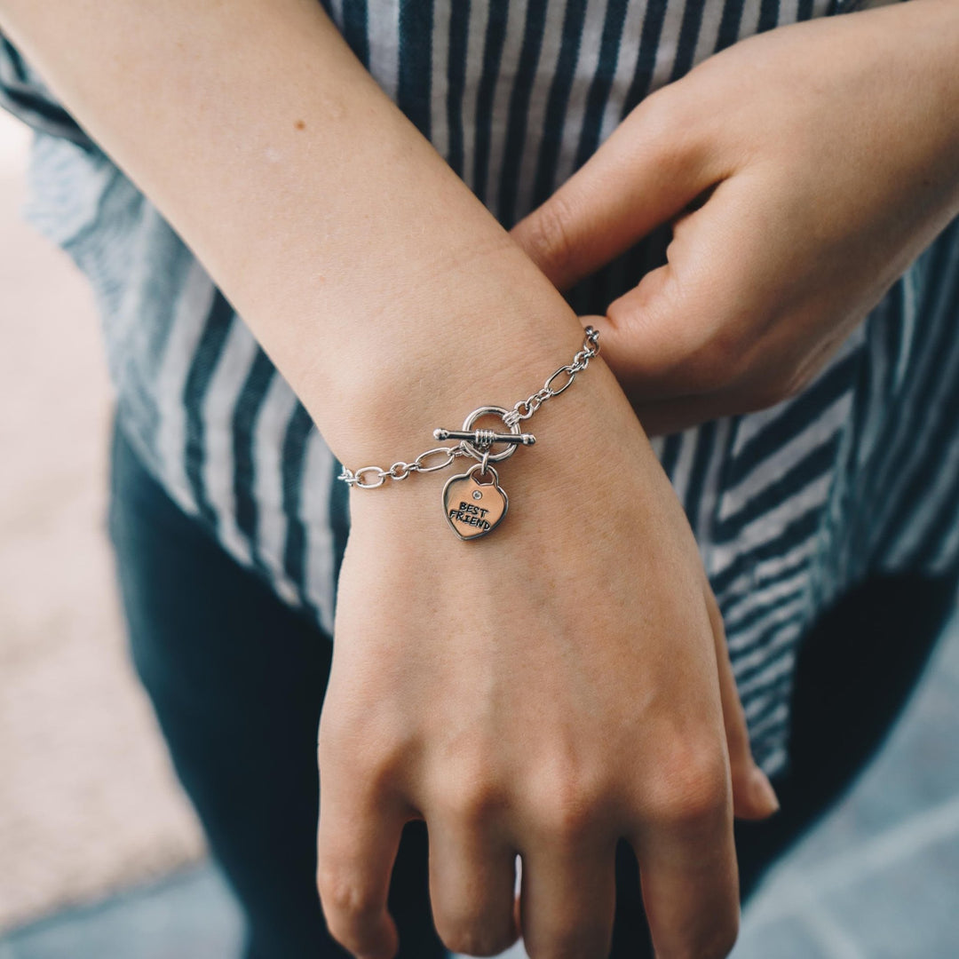 Best Friend Charm Bracelet Created with Zircondia® Crystals - Philip Jones Jewellery