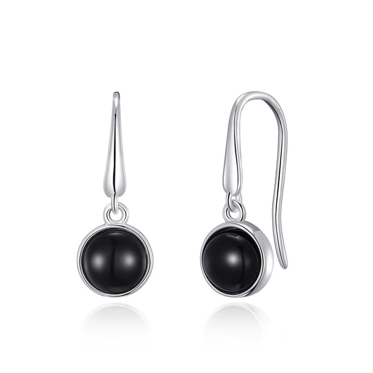 Black Onyx Drop Earrings with Quote Card - Philip Jones Jewellery