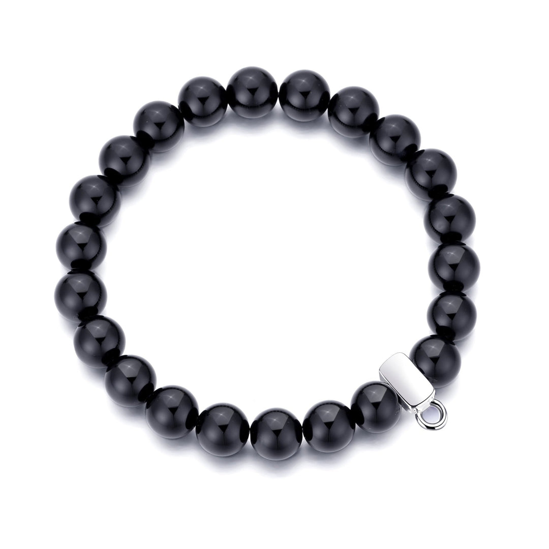 Black Onyx Gemstone Charm Stretch Bracelet - Philip Jones Jewellery