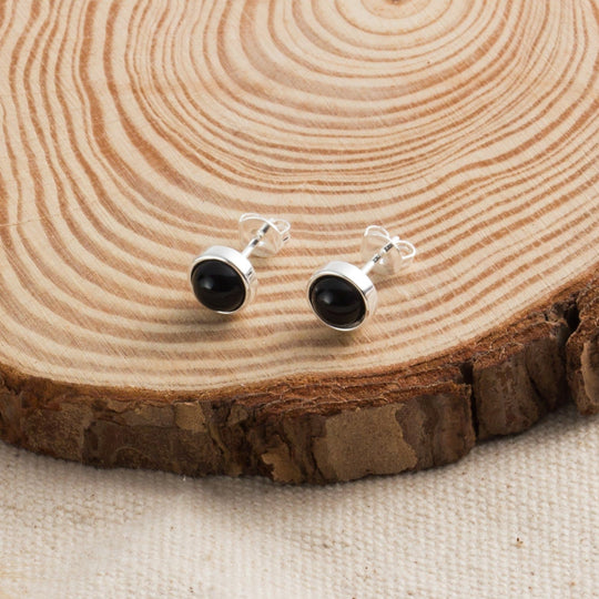 Black Onyx Stud Earrings with Quote Card - Philip Jones Jewellery
