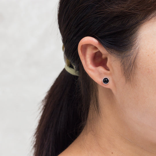 Black Onyx Stud Earrings with Quote Card - Philip Jones Jewellery