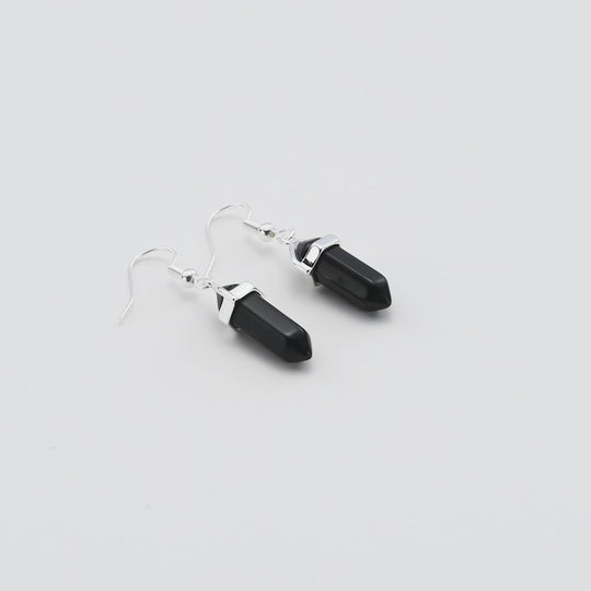 Black Onyx Gemstone Drop Earrings with Quote Card Video