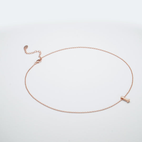 Rose Gold Plated Initial Necklace Letter I Created with Zircondia® Crystals Video