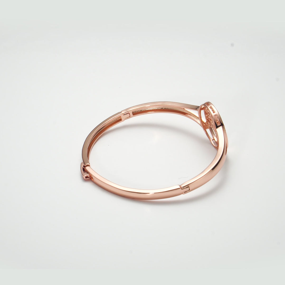 Rose Gold Plated Tree of Life Cuff Bangle Created with Zircondia® Crystals Video