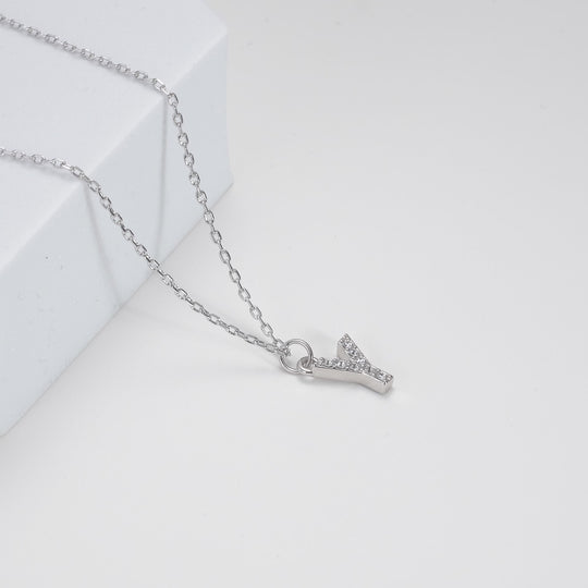 Pave Initial Necklace Letter Y Created with Zircondia® Crystals Video