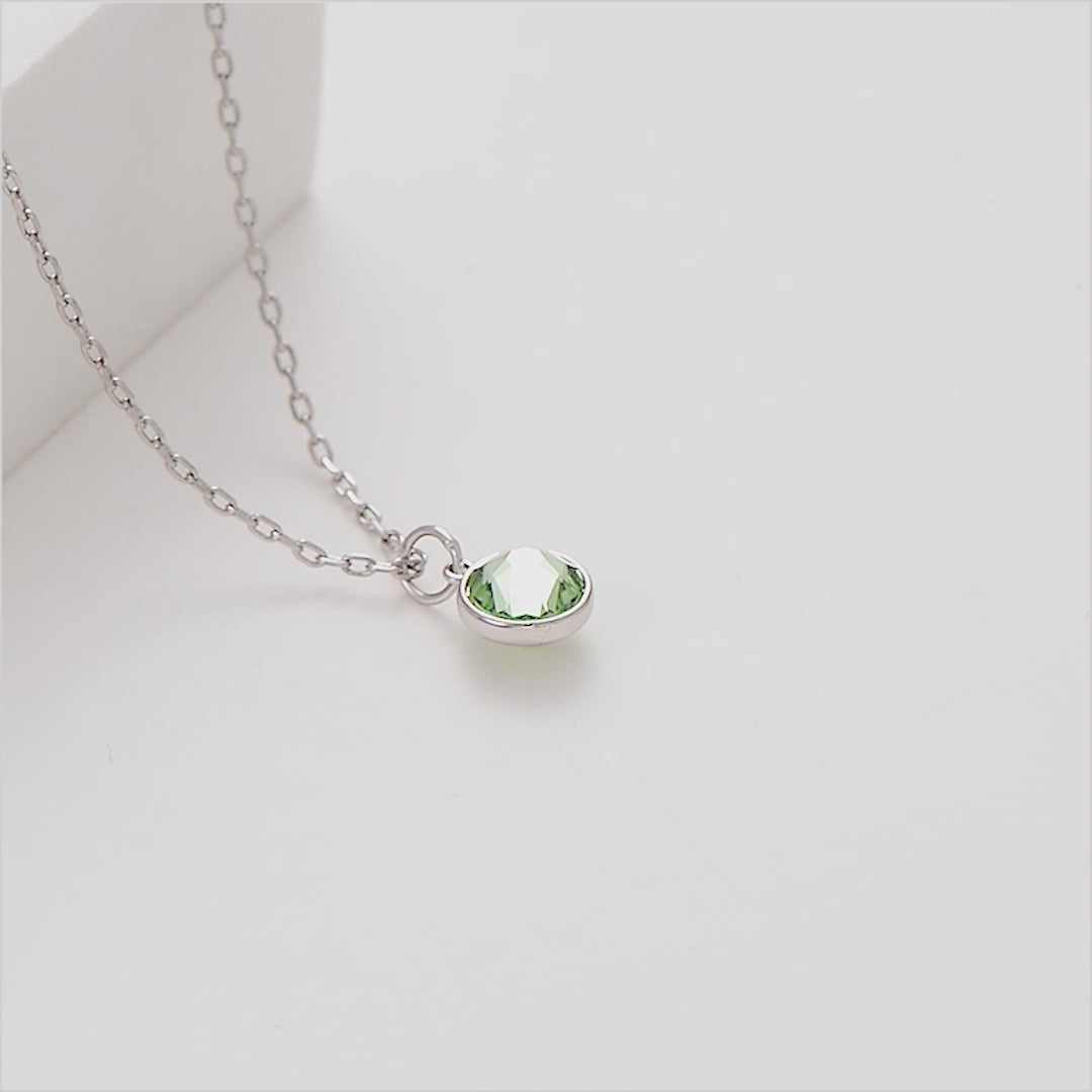 August (Peridot) Birthstone Necklace Created with Zircondia® Crystals Video