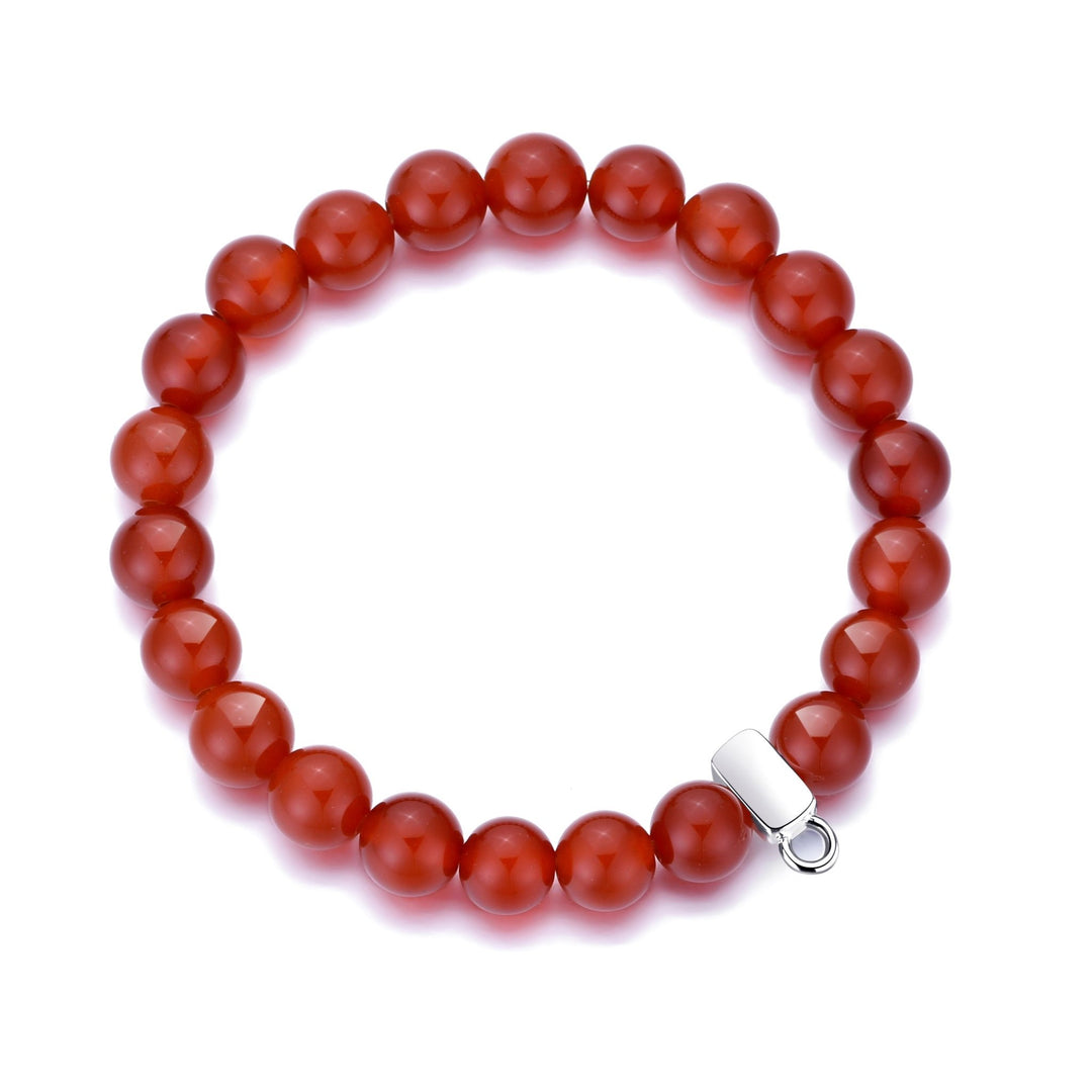 Carnelian Gemstone Charm Stretch Bracelet - Philip Jones Jewellery