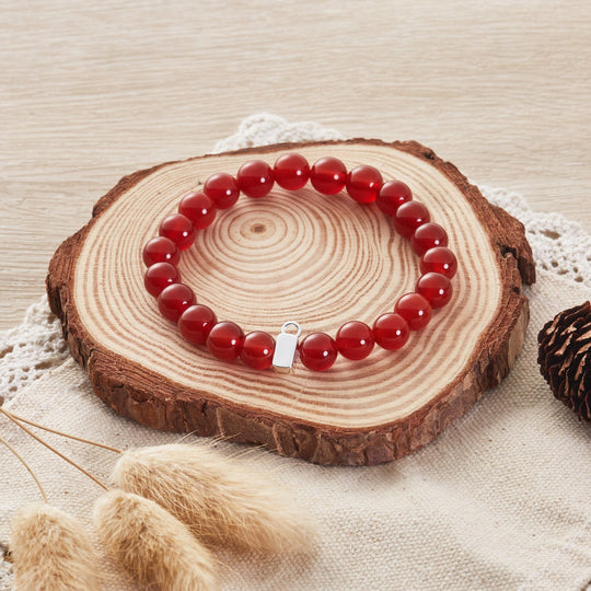 Carnelian Gemstone Charm Stretch Bracelet - Philip Jones Jewellery