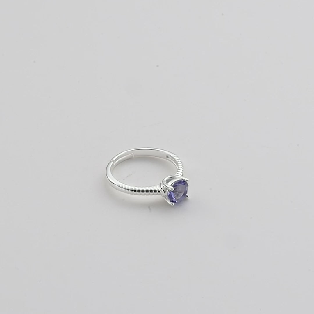 February (Amethyst) Adjustable Birthstone Ring Created with Zircondia® Crystals Video