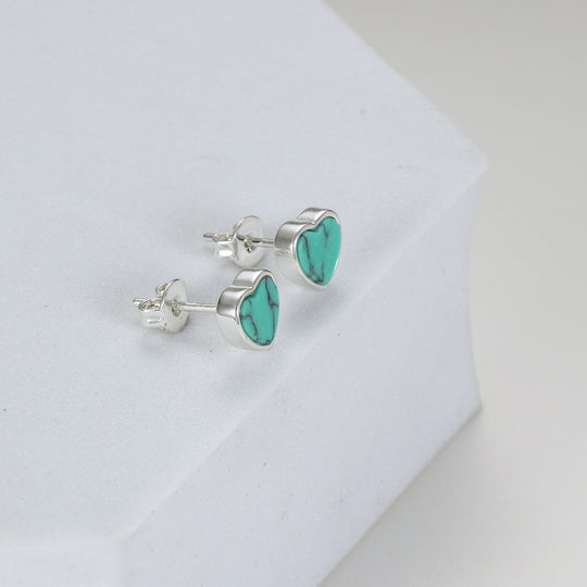 Synthetic Turquoise Heart Stud Earrings Video